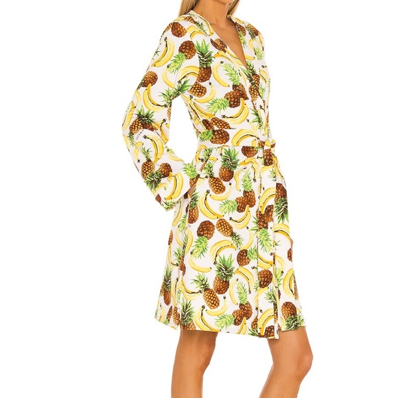 Mason Grey TROPICAL SMOOTHIE Fruit Print Classic Short Robe Women's Size M - Picture 1 of 11